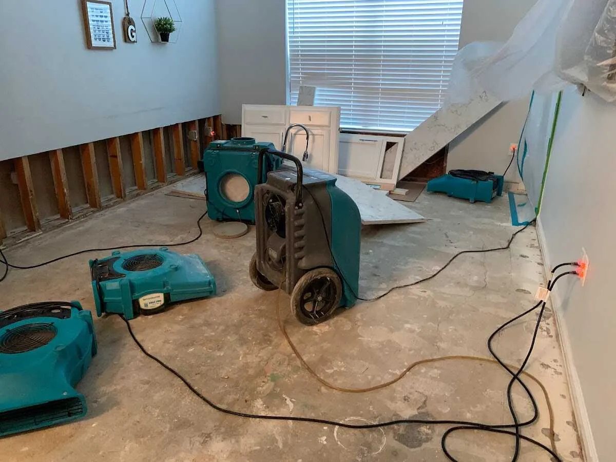 Dehumidifier in flood-cut room for Water Damage Restoration in Dothan